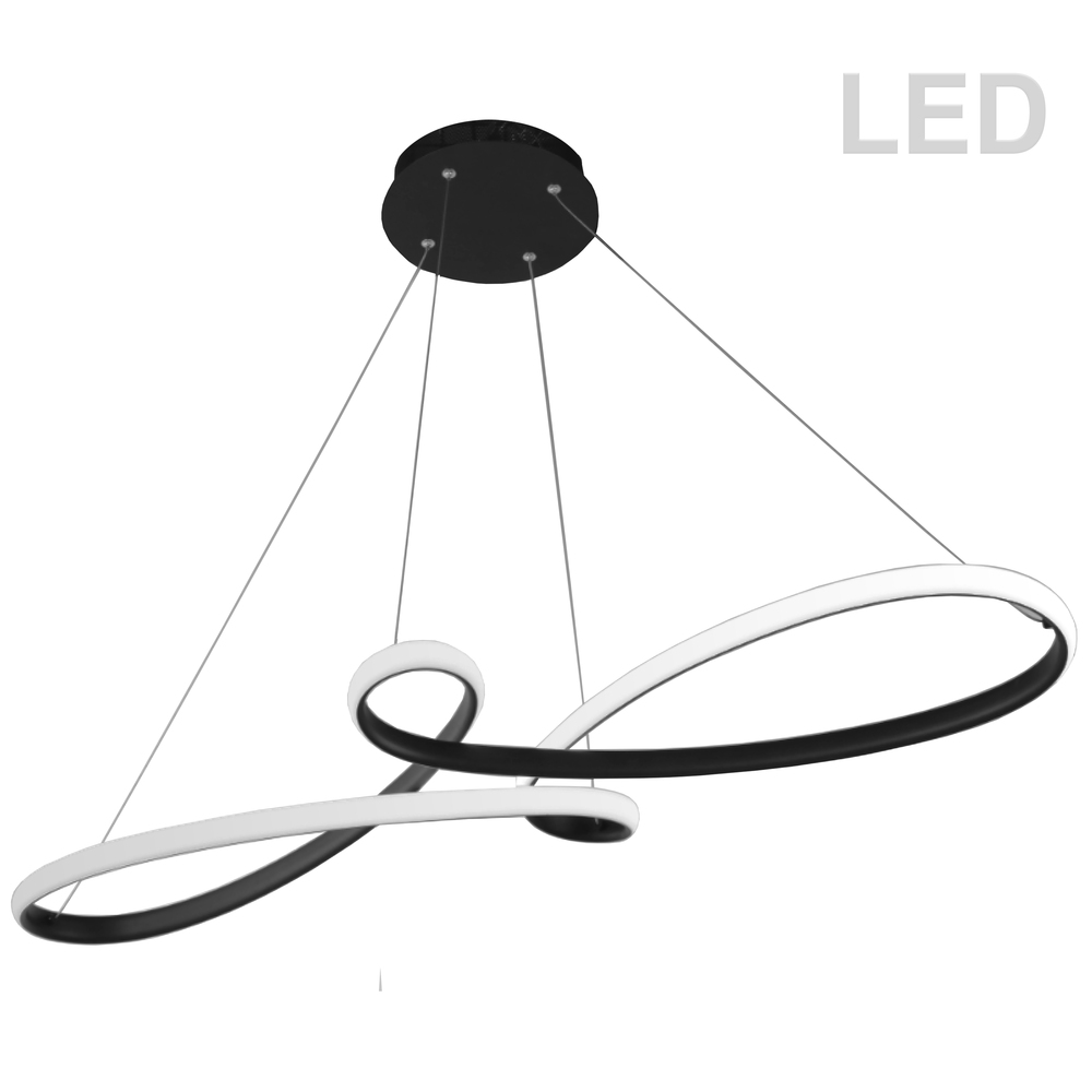 50W LED Horizontal Pendant, Matte Black with White Silicone Diffuser