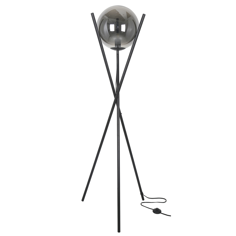 1LT Incand Floor Lamp Matte Black w/Smoked Glass