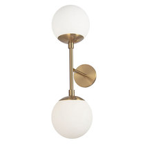 Dainolite DAY-232W-AGB - 2 Light Halogen Aged Brass Wall Sconce w/ White Glass