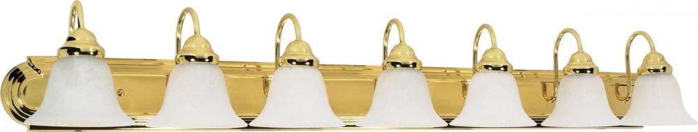 Ballerina - 7 Light 48" Vanity with Alabaster Glass - Polished Brass Finish