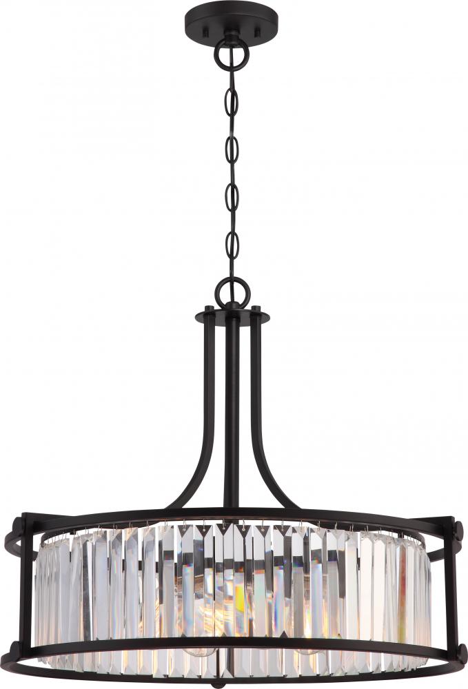 Krys- 4 Light Crystal Accent Pendant - Aged Bronze Finish