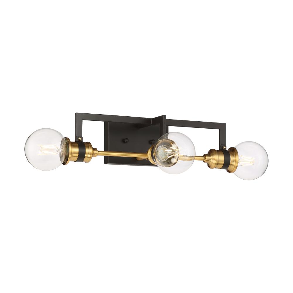 Intention - 3 Light Vanity - Warm Brass and Black Finish