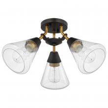 Nuvo 60/7684 - Starlight; 3 Light Semi Flush Mount; Medium Base; 60 Watt; Matte Black Finish; Clear Seeded Glass