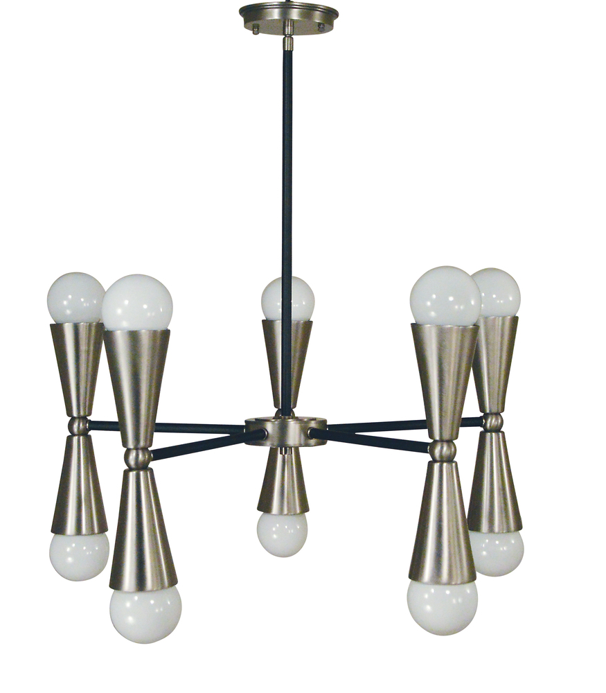 10-Light Brushed Nickel/Matte Black Equinox Chandelier