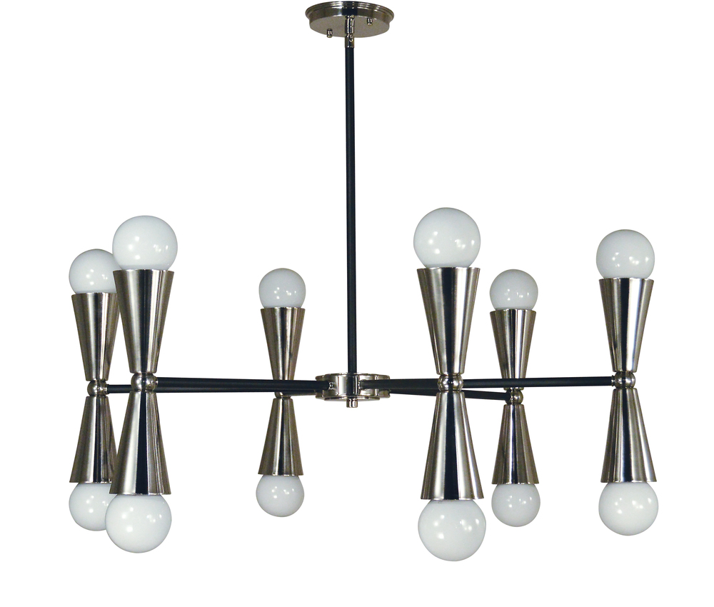 12-Light Brushed Nickel/Matte Black Equinox Chandelier