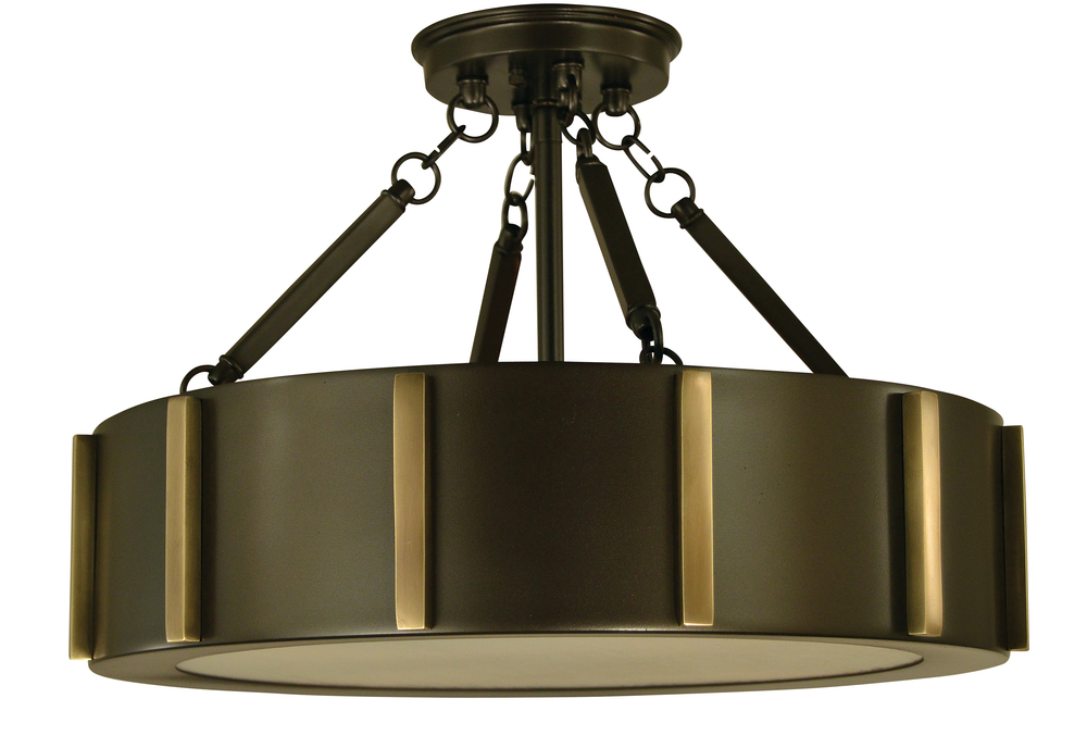 4-Light 16" Brushed Nickel/Polished Nickel Pantheon Flush Mount