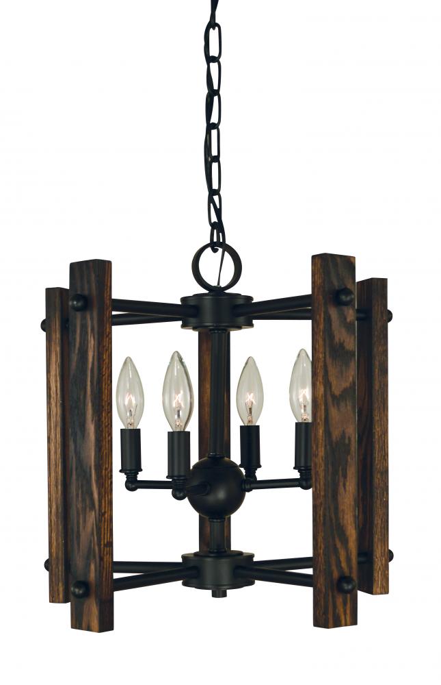 4-Light Matte Black Modern Farmhouse Dual Mount Chandelier