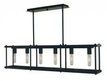 Framburg 5536 MBLACK - 6-Light Matte Black Industria Island Chandelier