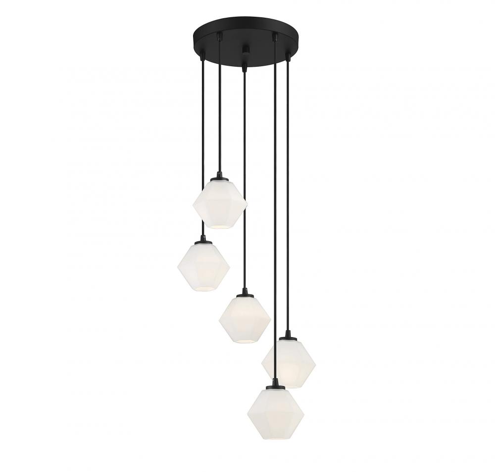 5-Light Chandelier in Matte Black