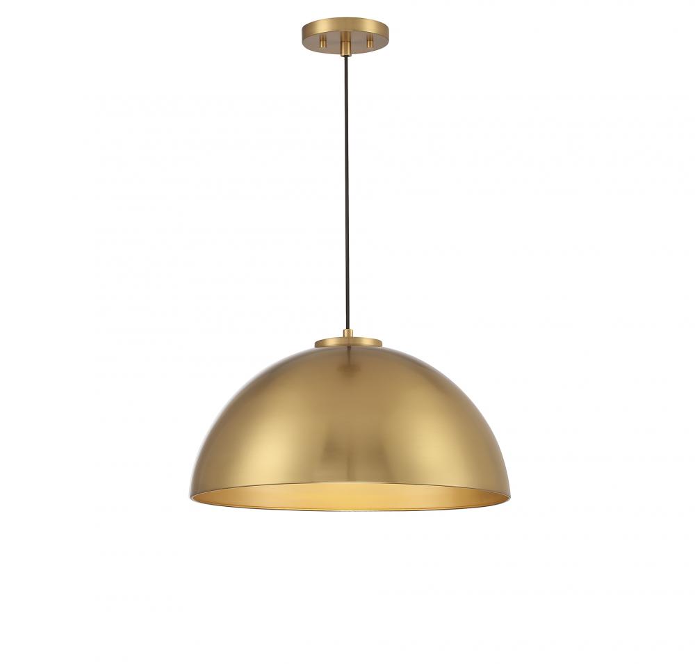 1-Light Pendant in Natural Brass