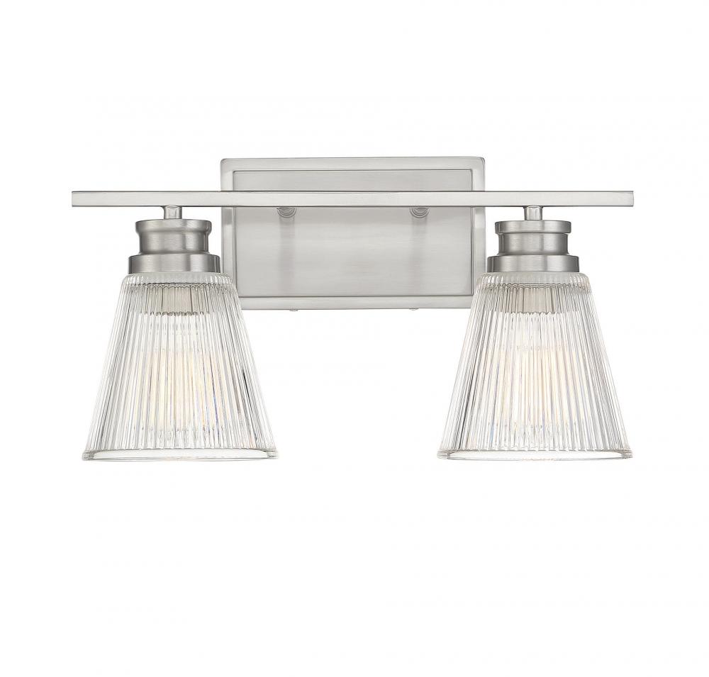 2-Light Bathroom Vanity Light in Brushed Nickel