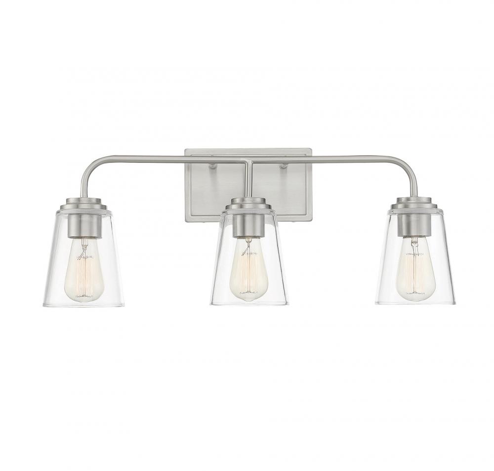 3-Light Bathroom Vanity Light in Brushed Nickel