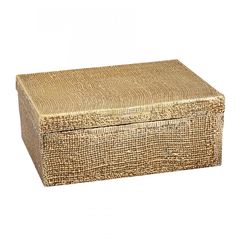 Square Linen Texture Box - Large Brass