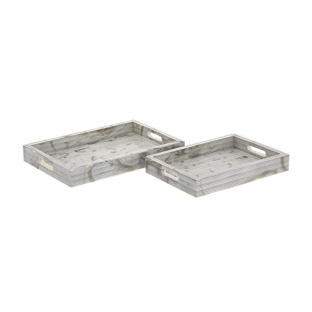 Eaton Etched Tray - Set of 2 White (2 pack) (2 pack)